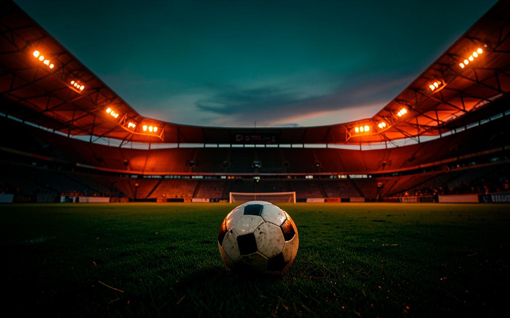 Balón de fútbol en un estadio